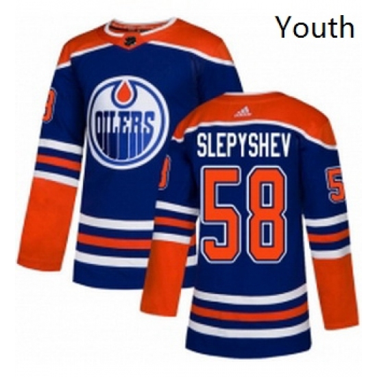 Youth Adidas Edmonton Oilers 58 Anton Slepyshev Authentic Royal Blue Alternate NHL Jersey
